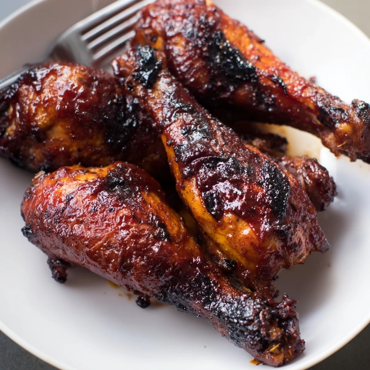 Crispy Oven BBQ Chicken Drumsticks coated in tangy sauce and golden brown perfection.  