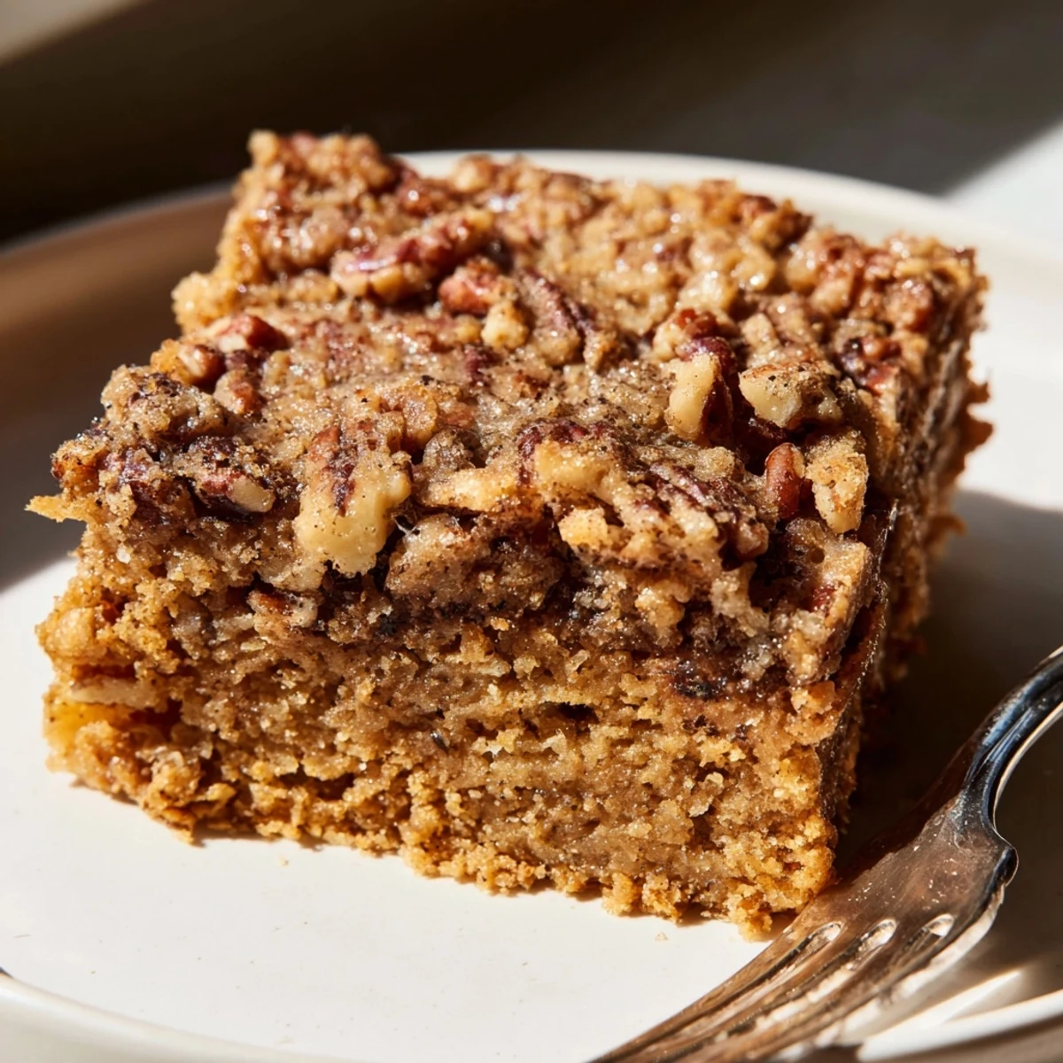 Chewy blondies infused with maple syrup, cinnamon, and toasted pecans delightfully served.  