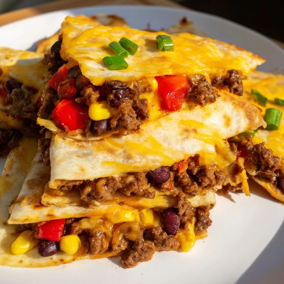 A sheet pan full of Sheet Pan Quesadillas, featuring melted cheese and a hearty beef filling for a family meal.