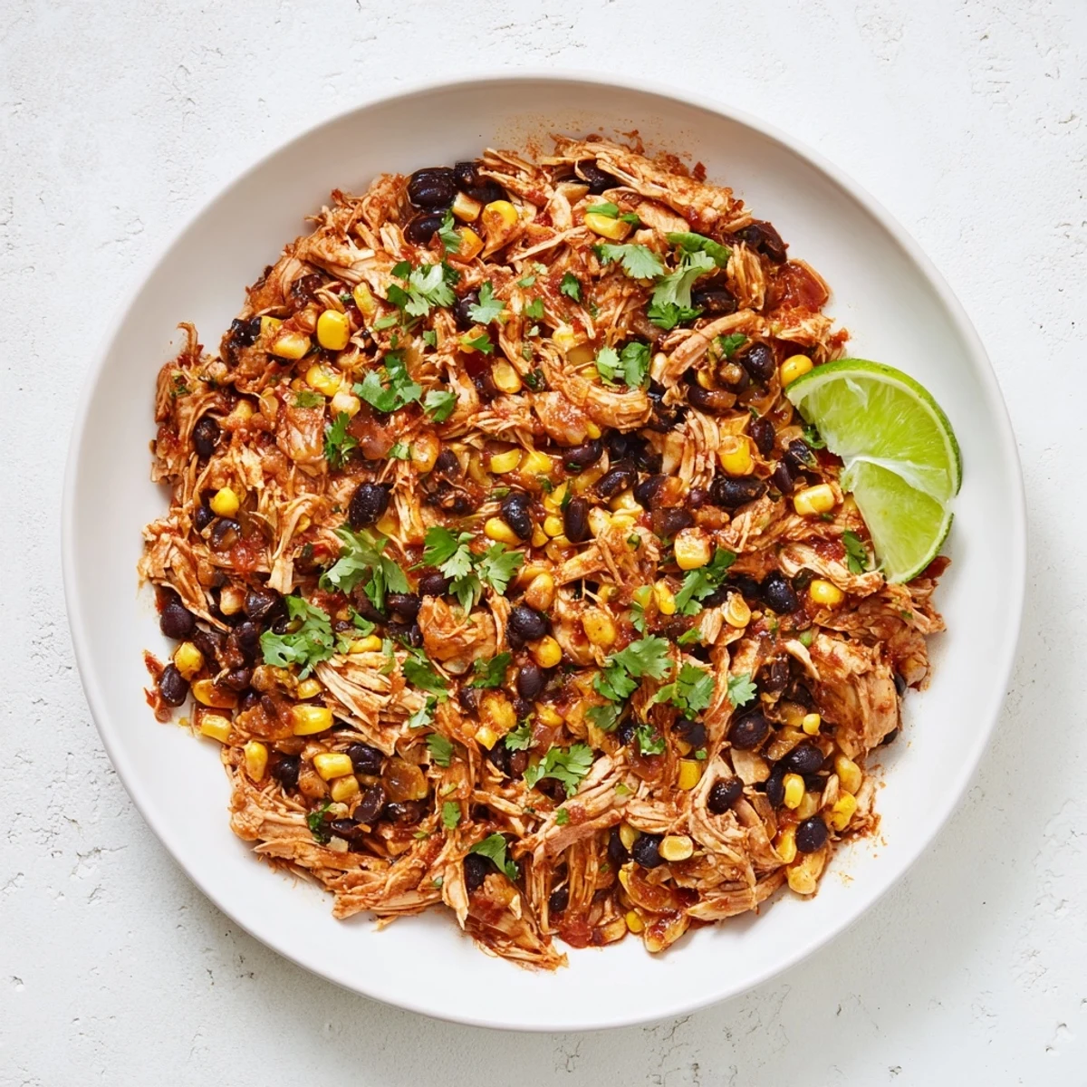 Golden, tender Slow Cooker Salsa Chicken, ready to be shredded and piled into warm tortillas.