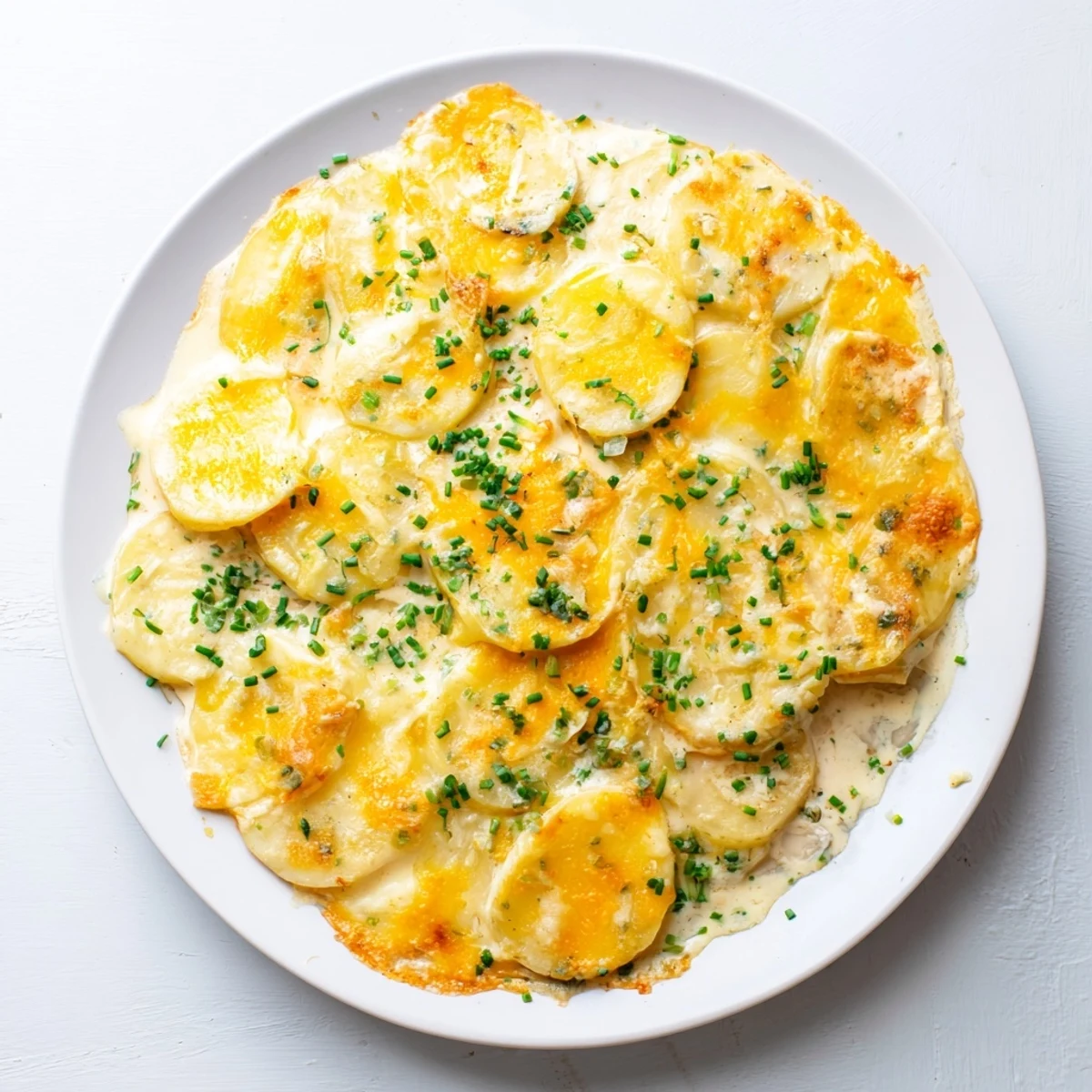 Creamy, layered cheesy scalloped potatoes, with a melted cheese topping, perfect for a cozy supper.