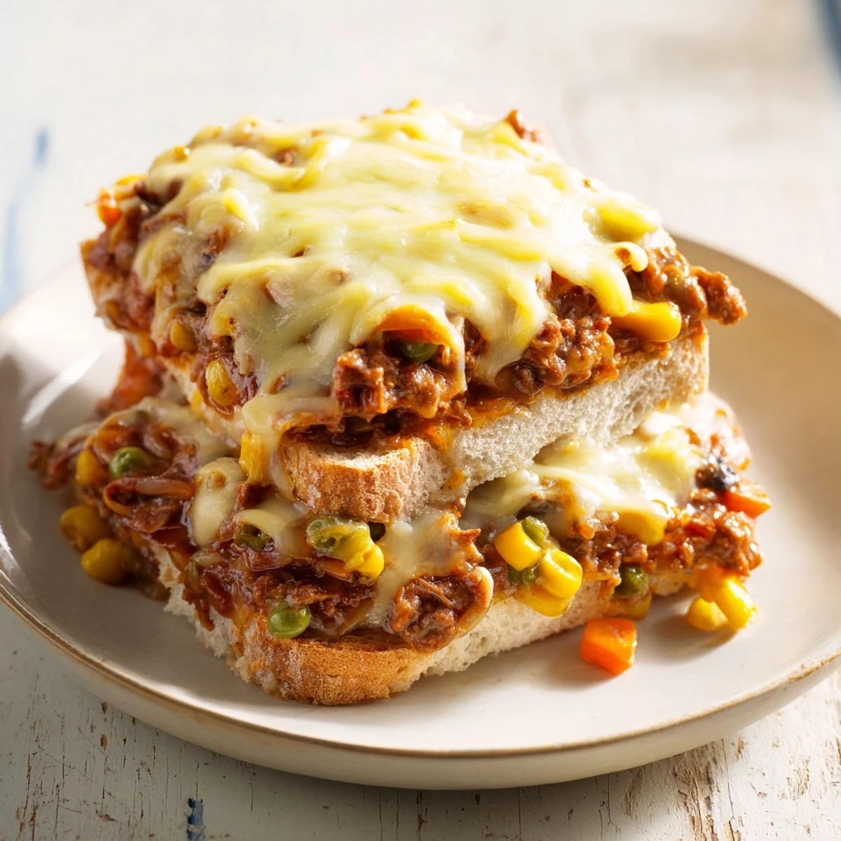 Golden, bubbly 5-Ingredient Sloppy Joe Casserole, a comforting weeknight dinner with tender bread cubes.