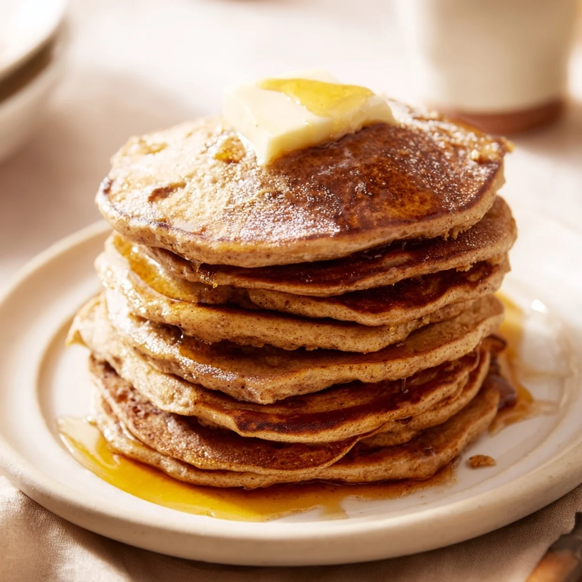 Close-up of freshly cooked Gingerbread Pancakes, showing the texture and delicious golden edges.