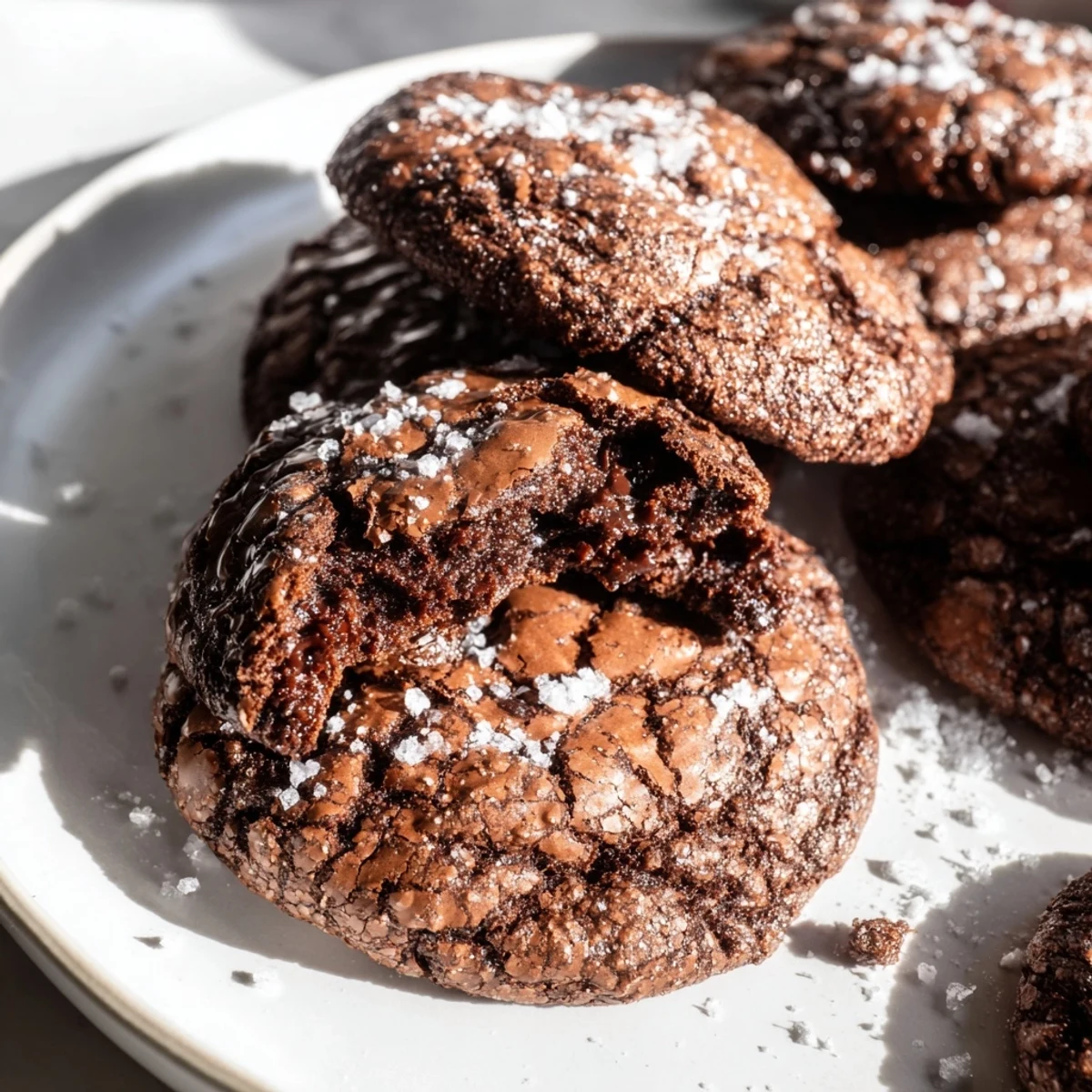 Air-Fried Chocolate Crinkle Cookies: A close-up of beautifully cracked, sugar-dusted, homemade cookies.