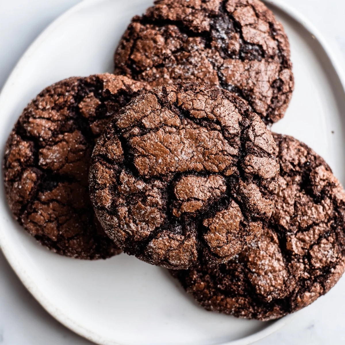 Warm, rich, Air-Fried Chocolate Crinkle Cookies just out of the air fryer, perfect for dessert.