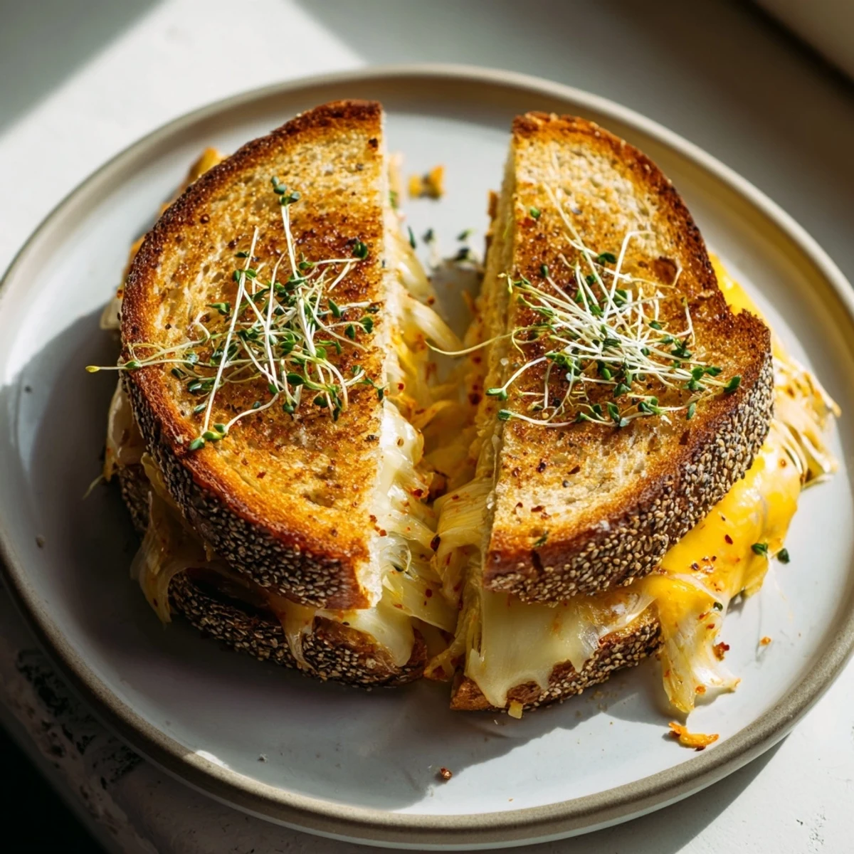 Skillet Kimchi Cheddar Sandwich