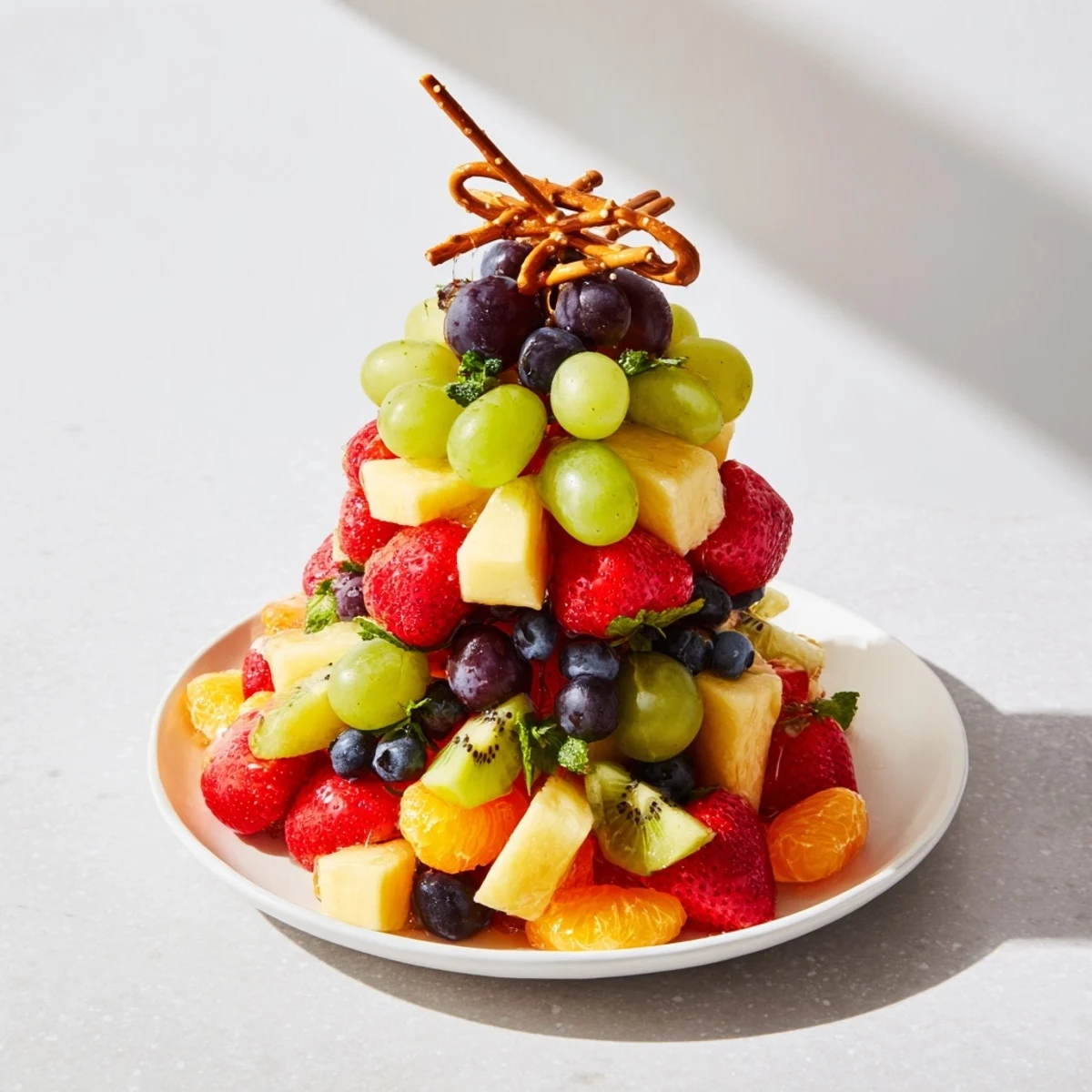 Bright and colorful Ornament Fruit Medley, a festive dessert starring fresh grapes and kiwi slices.