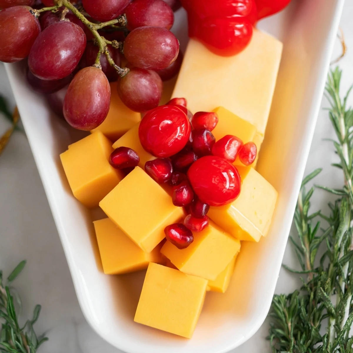 Festive Christmas Stocking Snack Tray, a visually exciting arrangement featuring cheese, salami, and fresh produce.