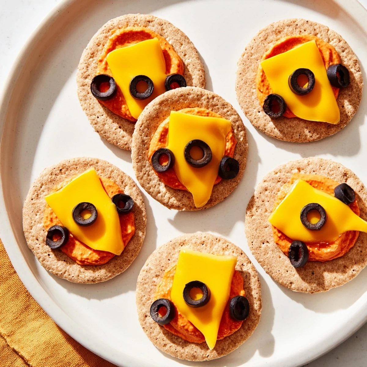 Homemade Santa's Belt Crackers, delightfully cheesy beneath a vibrant red pepper dip, are a fun appetizer.