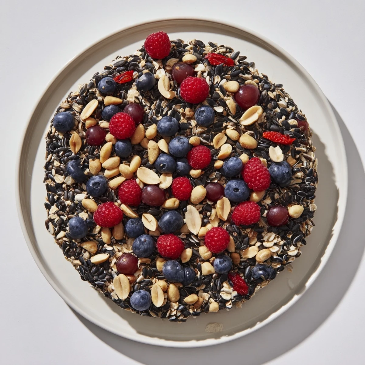 A close-up view of a vibrant Singing Bird Seed & Berry Platter ready to attract hungry songbirds to your yard.