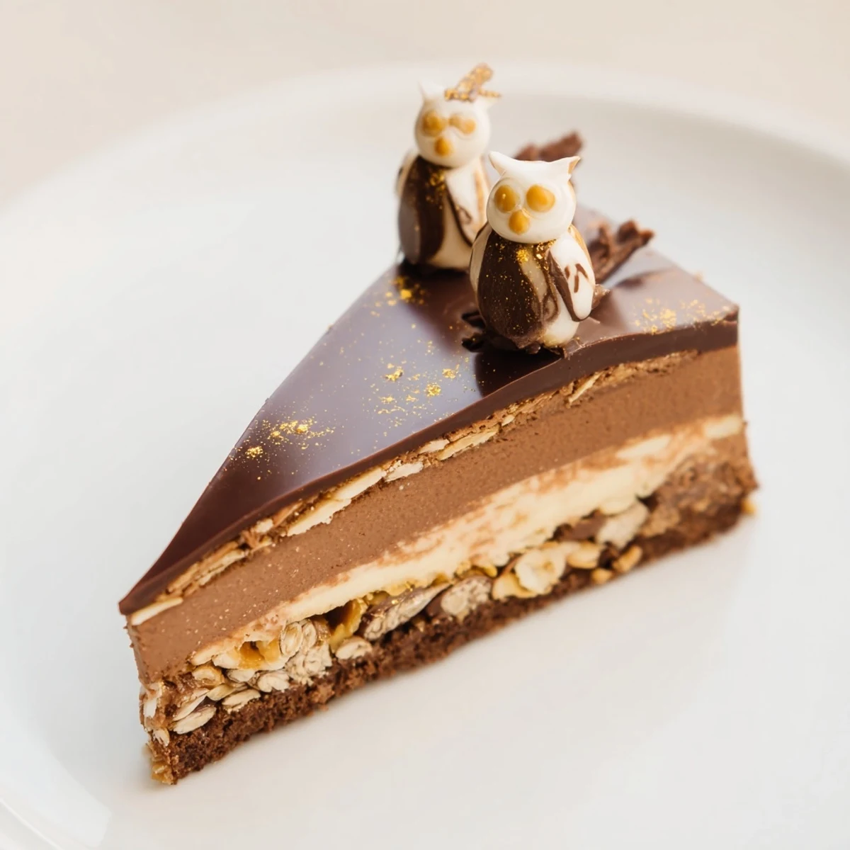 Imagine the decadent layers of this Plaisirs Sucrés Hibou de la Nuit entremets, ready to serve and enjoy.