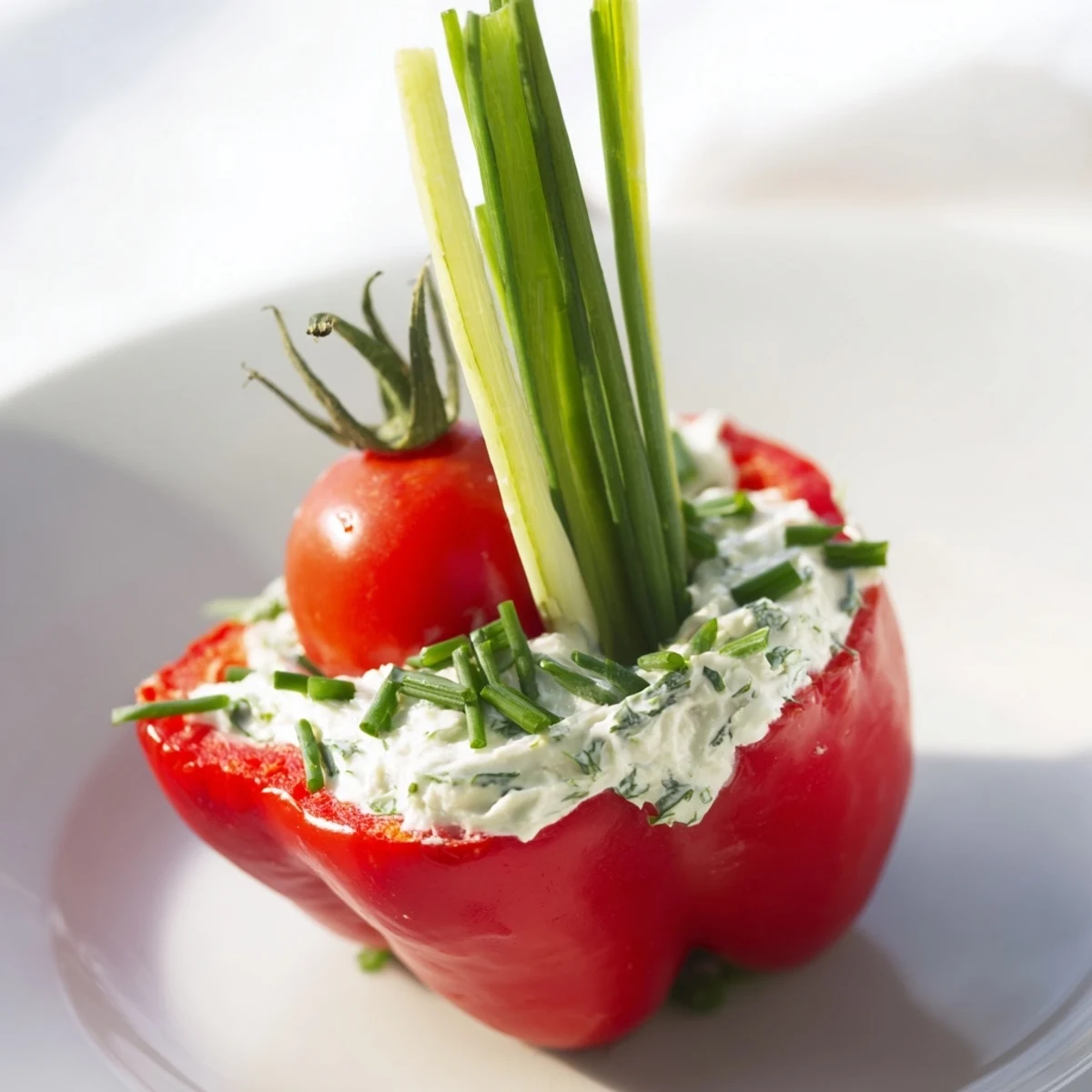 Delicate Blooming Tulip Veggie Cups appetizer, showcasing vivid red pepper "blooms" holding a savory filling.