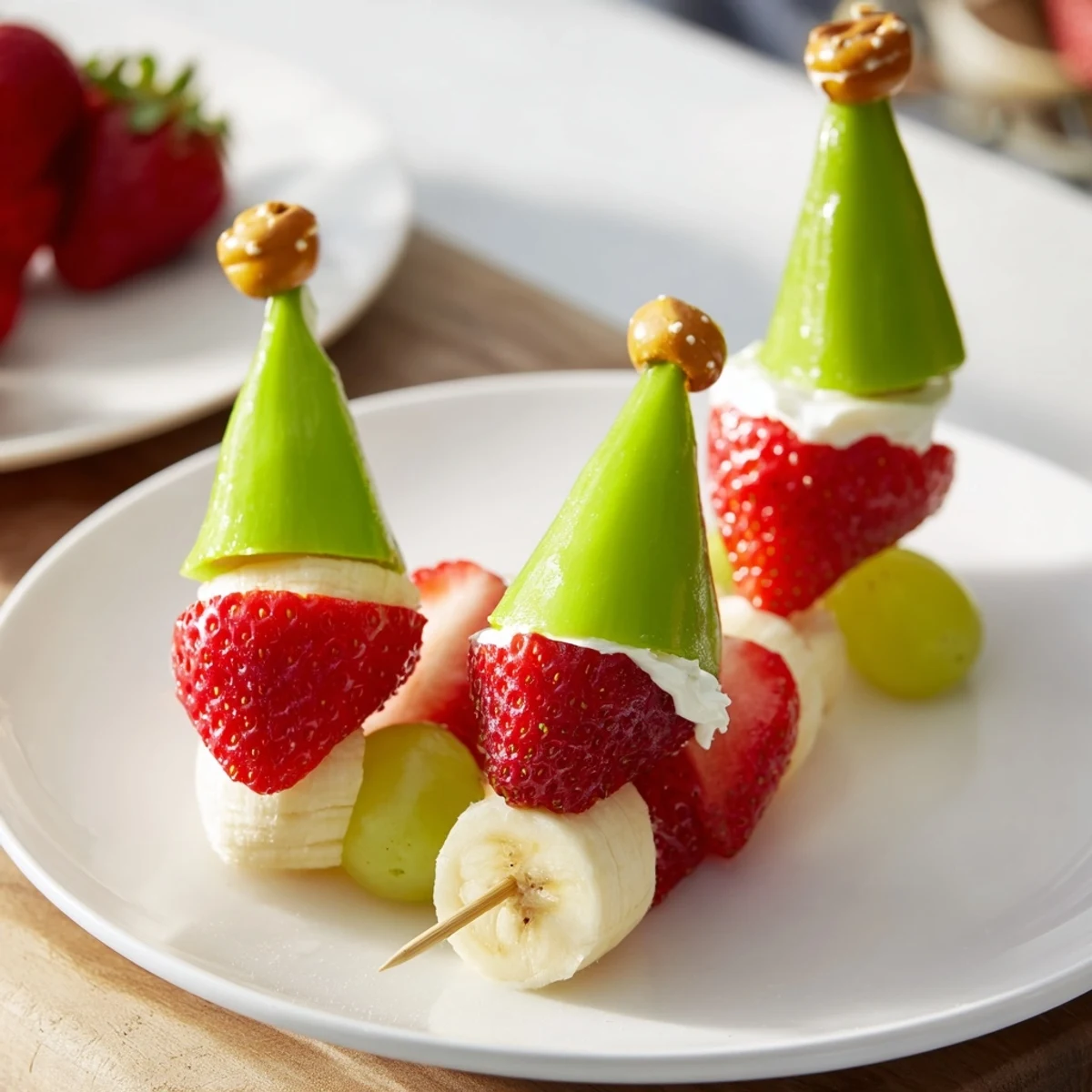 Elf Hat Strawberry Skewers