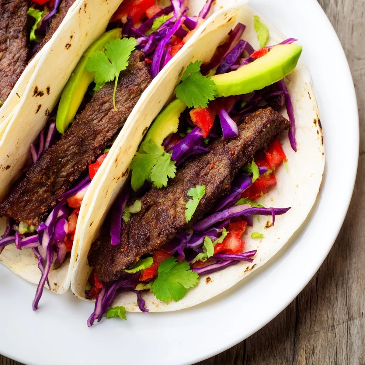 These flavorful Coffee-Rubbed Steak Tacos are packed with tender steak, fresh toppings, and zesty lime wedges.