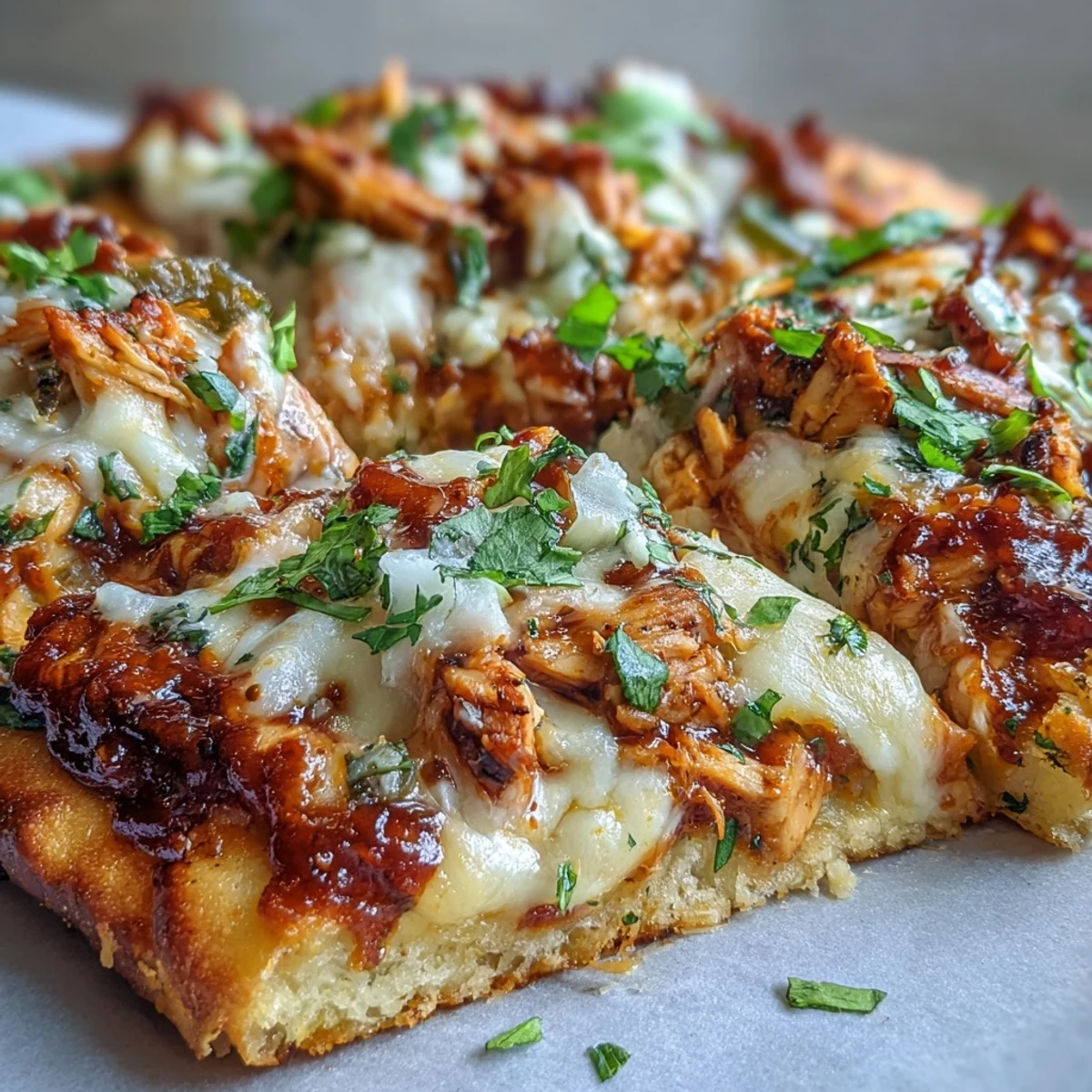 Topped with fresh jalapeño slices and chopped cilantro, these fusion pizzas are served on a rustic wooden board.