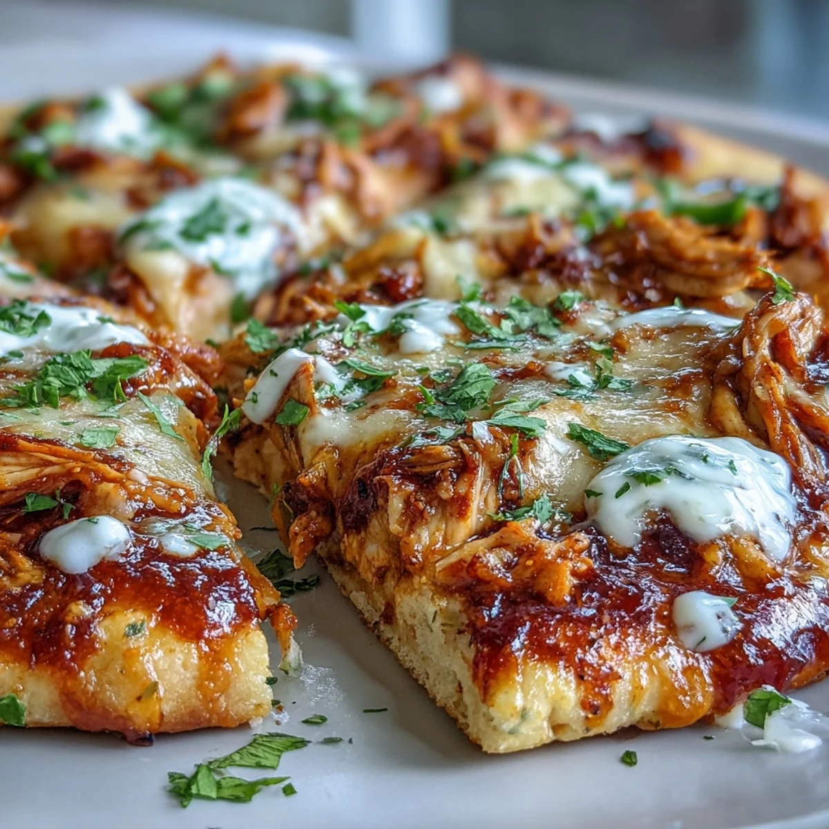 Crispy garlic naan pizza topped with melted cheddar, spicy jalapeños, and fresh cilantro, served hot on a rustic plate.