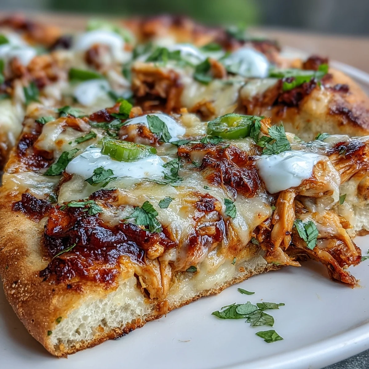 Melty cheese and juicy chicken pile high on garlic naan crusts, ready to be served with lime wedges and sour cream drizzle.
