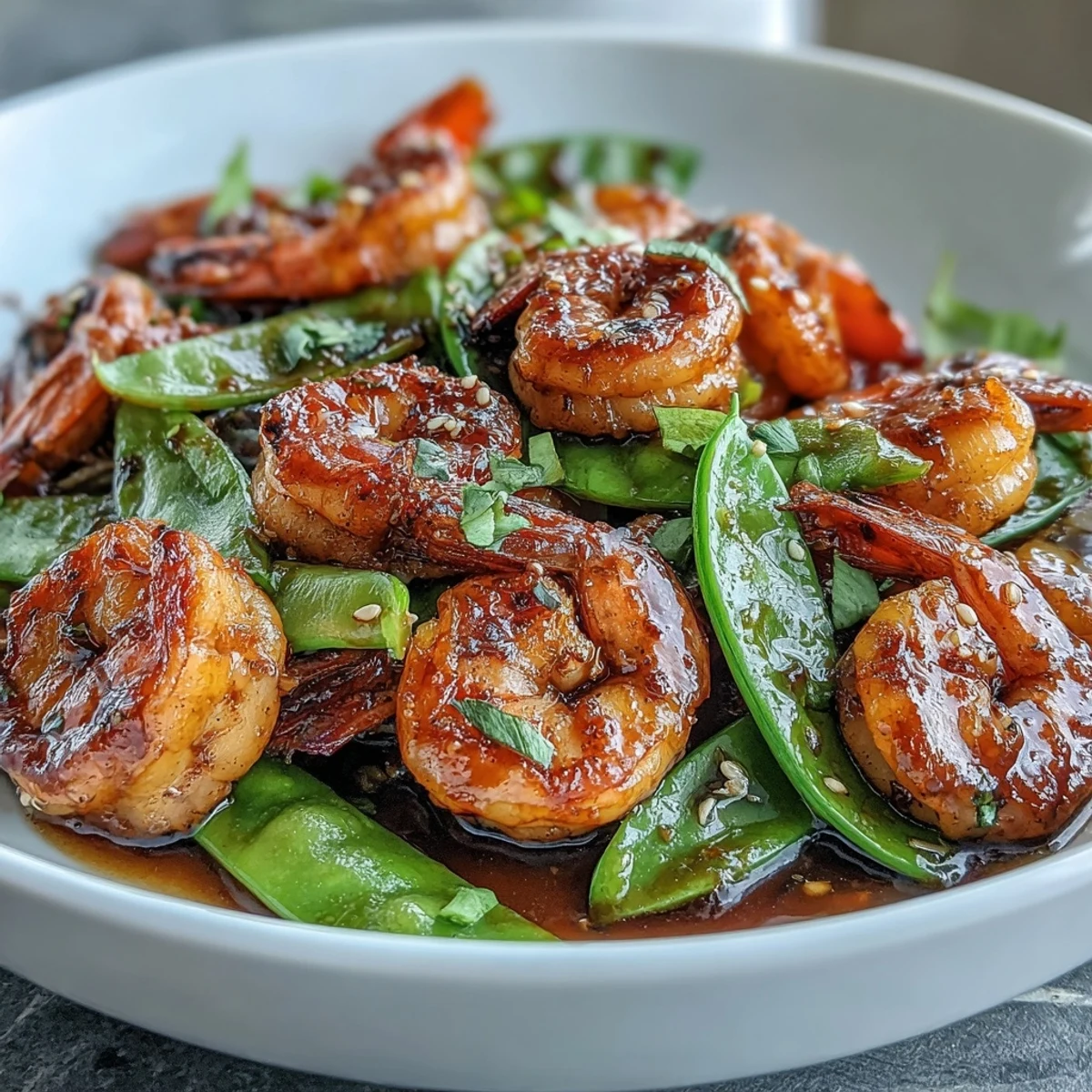 Vibrant 20-Minute Shrimp and Veggie Stir-Fry over Cauliflower Rice with crisp bell peppers and tender broccoli.  