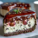 Decadent Dubai Chocolate Strawberry Cheesecake Cups with rich chocolate biscuit base and fresh strawberry topping.