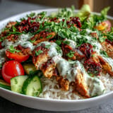 Middle Eastern Shawarma Bowl bursting with spiced chicken and creamy tahini sauce.