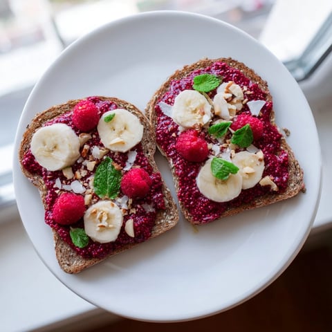 Warm, vibrant raspberry chia jam spread thickly on golden toast, a perfect breakfast treat.