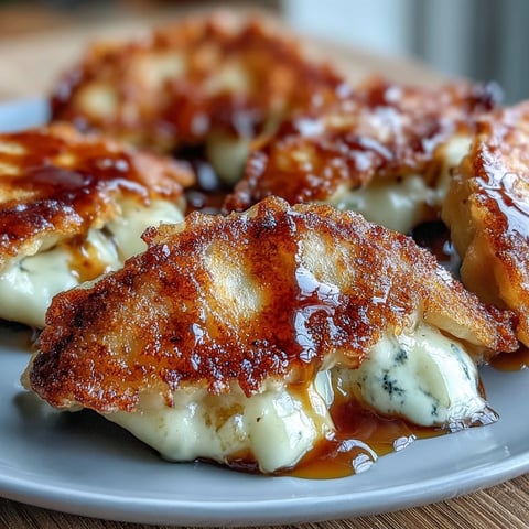 Golden-brown pan-fried Chīzu Imomochi dumplings glazed in sticky soy-honey sauce, revealing a melted cheese pull.