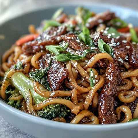 Sizzling flank steak and crisp broccoli mingle with silky rice noodles in a glossy brown sauce in this Korean Beef Noodles bowl.