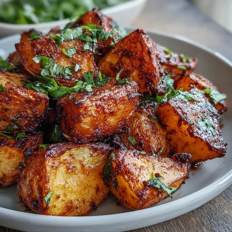 Crispy golden potatoes tossed in smoky, spicy Mexican-style street seasoning, garnished with fresh cilantro.