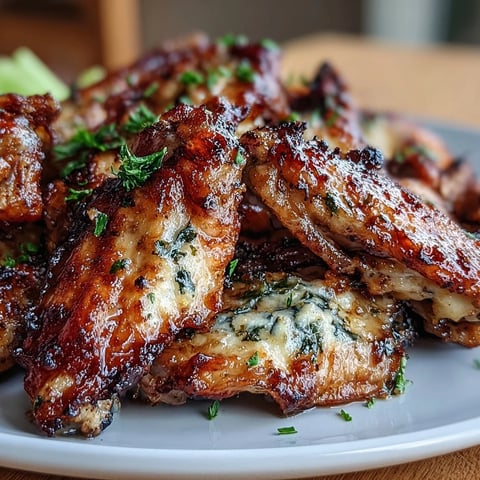 Crispy oven-roasted chicken wings glazed with rich garlic parmesan butter, served alongside crunchy celery sticks and creamy ranch dressing for a satisfying keto-friendly meal.