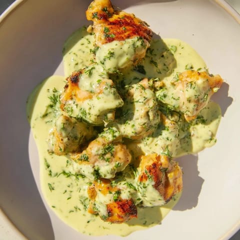 This delicious lighter creamy tarragon chicken features tender, juicy chicken in a flavorful tarragon sauce.