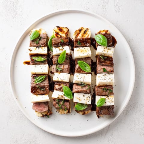 A visually appealing platter of Safari Stripes; juicy meats alongside strips of fresh, creamy cheeses.