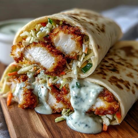 Crispy KFC Turkey Snack Wraps filled with crunchy slaw and drizzled with a creamy, spicy Korean-inspired sauce.
