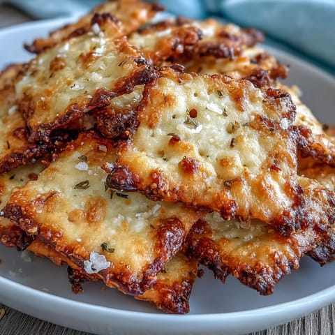 Golden homemade Garlic Parmesan Sourdough Cheez-Its with crispy edges and a rich, cheesy bite, perfect for snacking or entertaining.