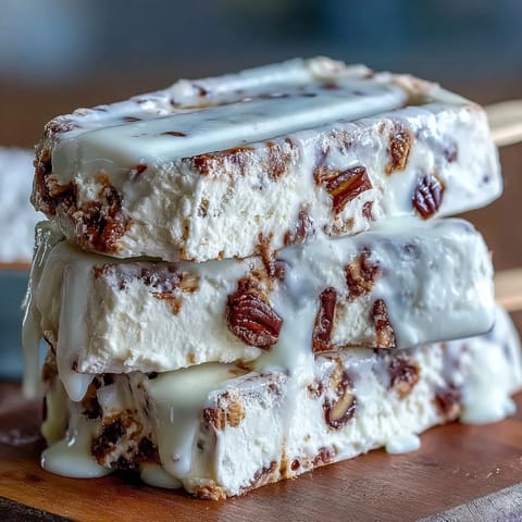 Coffee-infused vanilla bean pops layered with smooth chocolate fudge, offering a cool, indulgent dessert for warm afternoons.