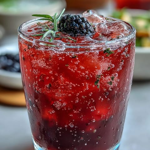 Sparkling blackberry lavender lemonade fizz ready to serve with lemon garnish.