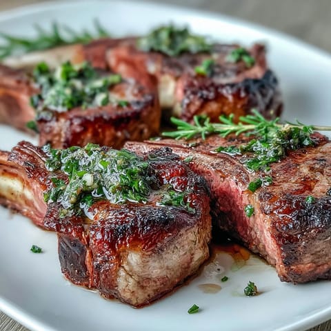 Golden-brown lamb chops paired with a zesty lemon-parsley gremolata for a bright, savory main course.  