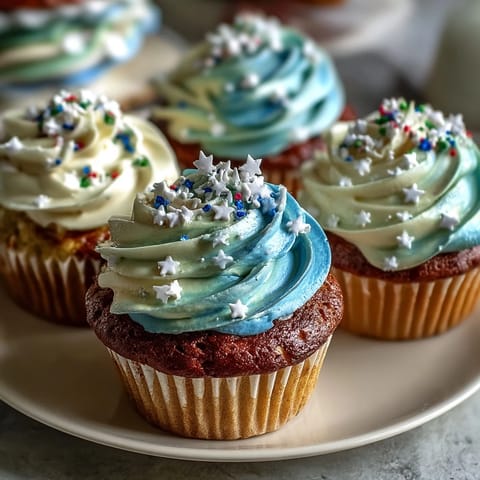 Fluffy Gemini Birthday Cupcakes topped with vibrant dual-tone frosting swirls.