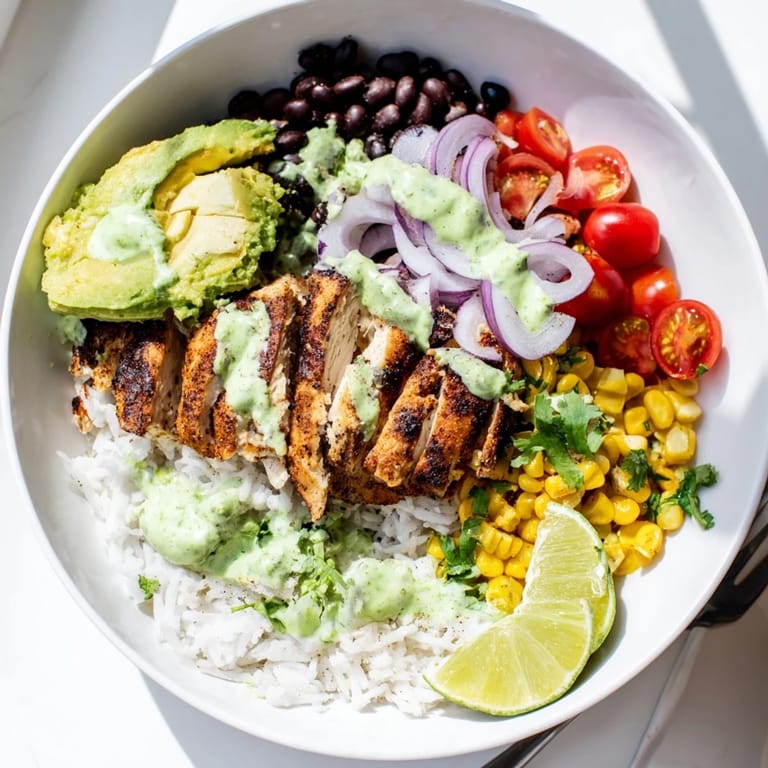 Taste the zesty lime cilantro chicken bowls, topped with creamy avocado slices.  