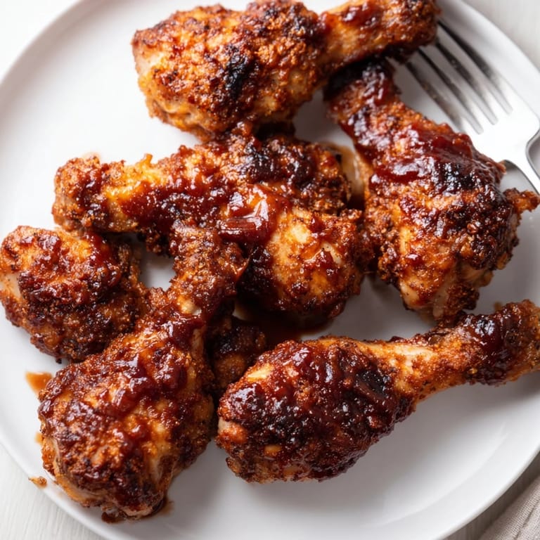 Mouthwatering Crispy Oven BBQ Chicken Drumsticks served hot with coleslaw on the side.  