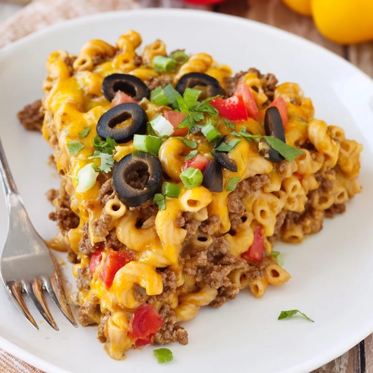 A delicious blend of flavors in Taco Mac and Cheese Bake, perfect for family meals.  