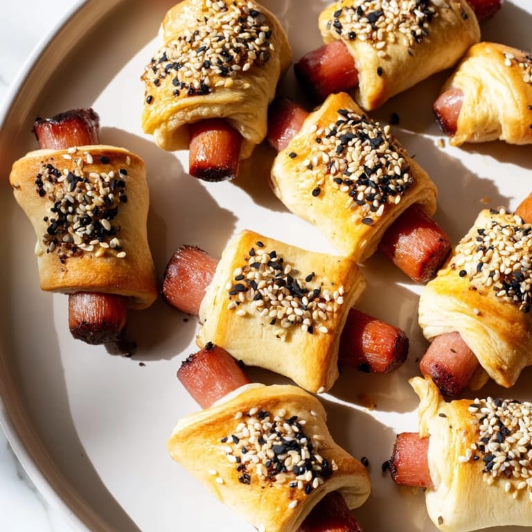 Perfectly baked Everything Bagel Pigs in a Blanket, flavorful and easy party appetizer.