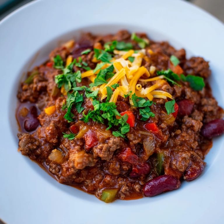 A close-up of a bubbling pot of quick chili highlighting the rich, savory aromas wafting.