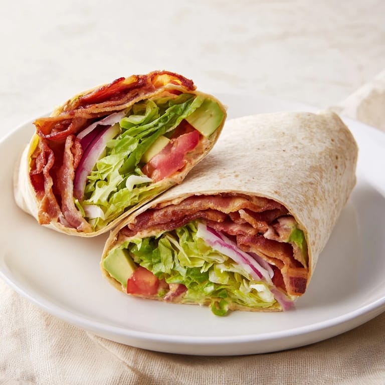 These easy Zesty BLT Wraps with chipotle mayo showcase smoky bacon and vibrant tomatoes for lunch.