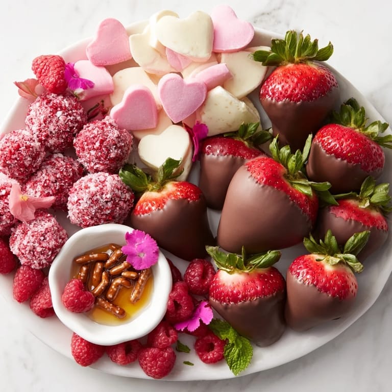 Beautiful Sweetheart Valentines Day Board close-up with chocolate-covered delights ready to share.