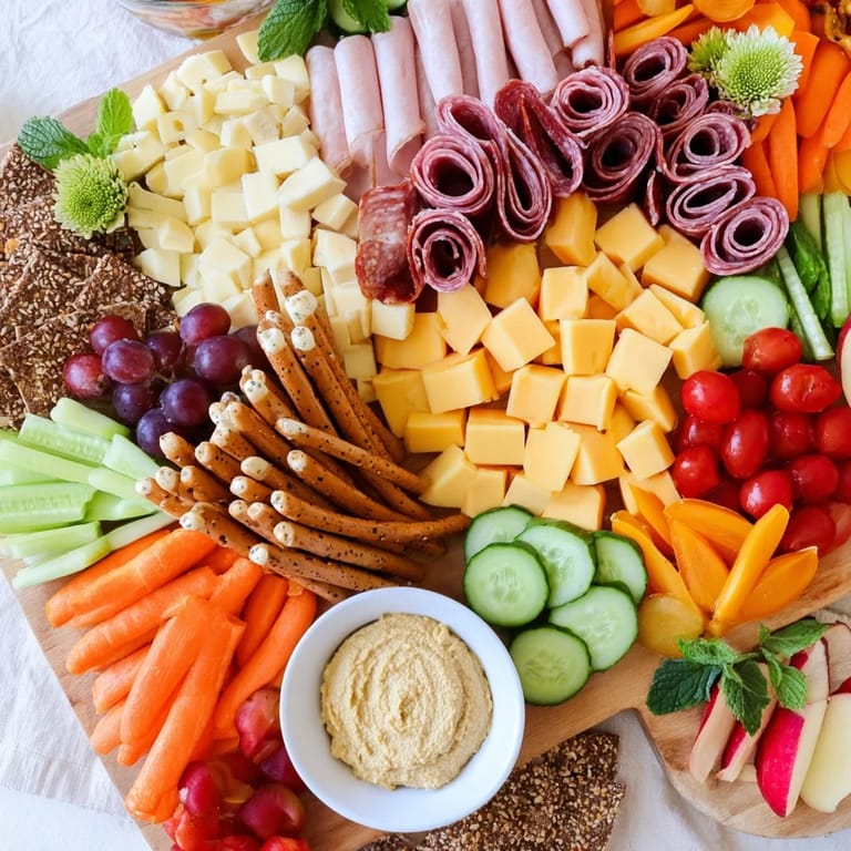 A delightful Gallop & Graze Horse Charcuterie spread offers cheeses, meats, and colorful vegetables for a fun party.