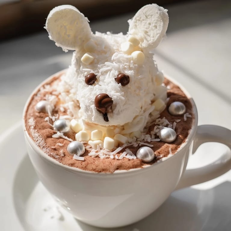 This festive Polar Bear Hot Chocolate Platter showcases mugs brimming with hot chocolate and bear faces.