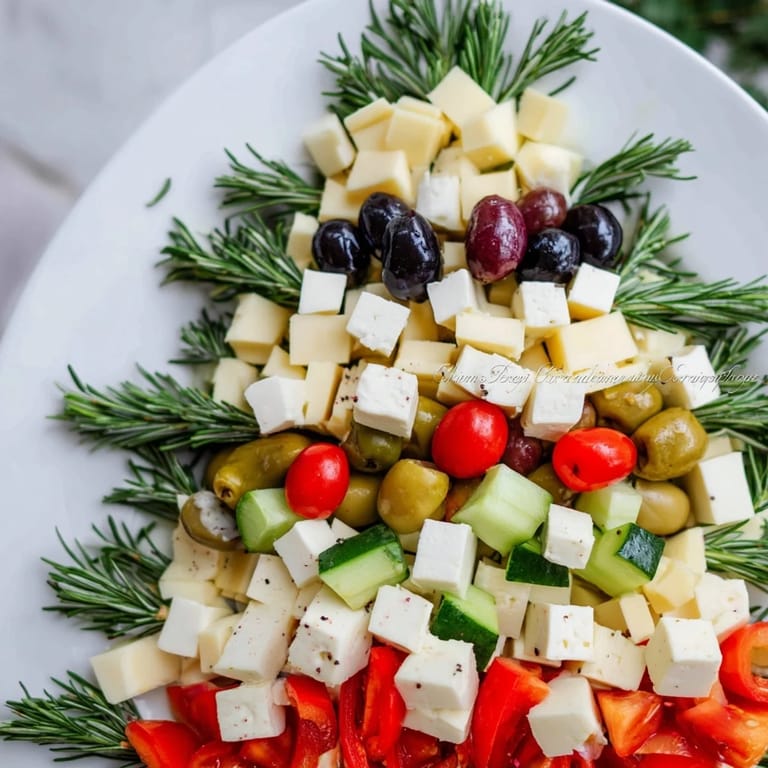 Vibrant photo shows the Cheese & Olives wreath, a Mediterranean appetizer bursting with flavors and textures.