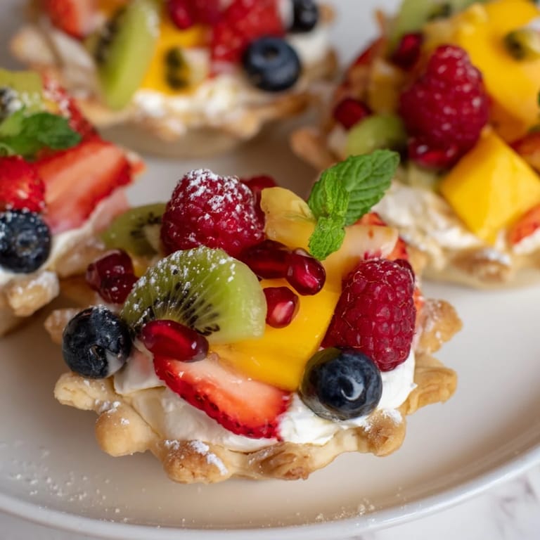 Enjoy a decadent heart shaped fruit tart board, a beautiful and delicious Valentine's Day dessert.