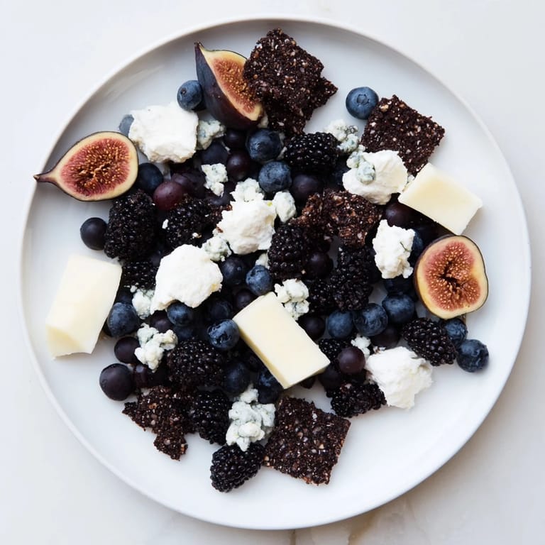 Get inspired: This Deep Indigo Midnight Sky recipe beautifully presents a vegetarian cheese board bursting with textures.