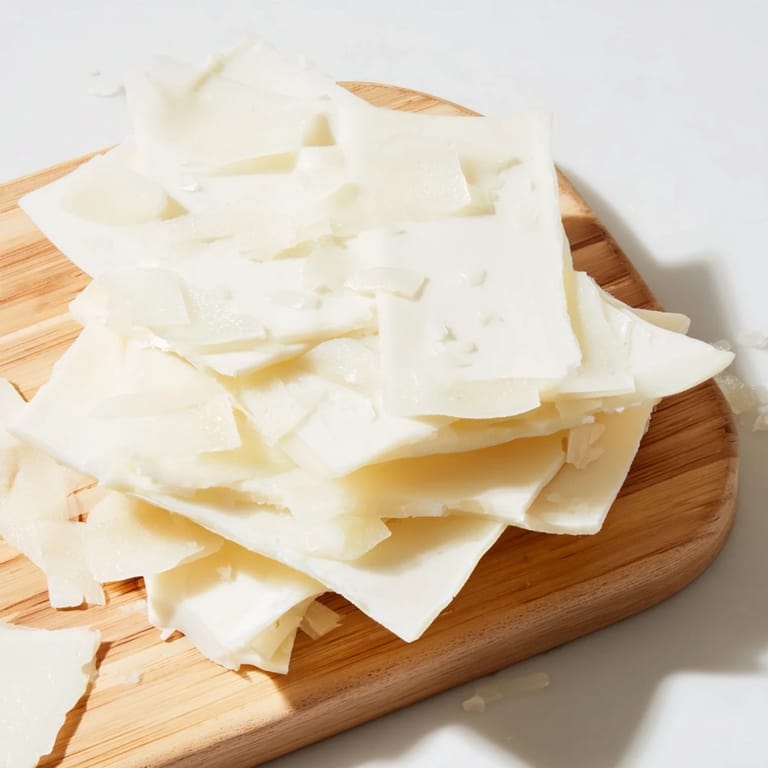 A visually stunning photo of The Arctic Tundra dessert: chilled white chocolate sheets and parmesan cheese.